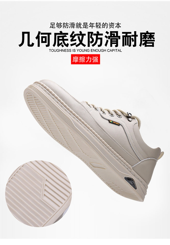 Giày da nam sneaker cổ thấp khâu chỉ thủ công, đế bằng, dây buộc phía trước — Màu nâu, Màu trắng, màu đen chi tiết 10