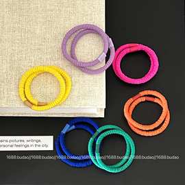 10只装糖果色简约条纹发圈高弹力耐用橡皮筋彩色扎头高马尾头绳