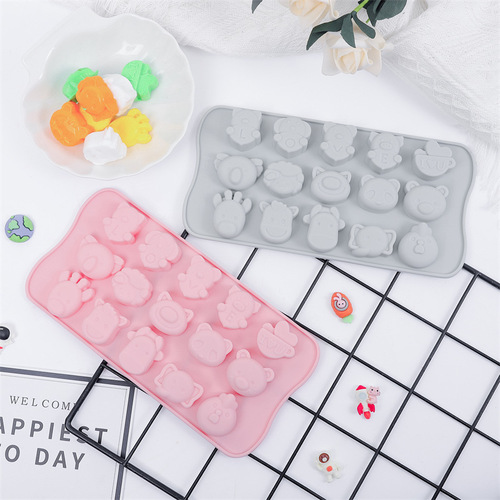 15 connected cartoon silicone ice tray mold homemade ice cream ice cube mold silicone chocolate mold DIY baking tools