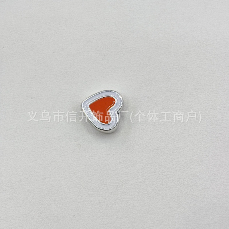通孔银边滴油双色爱心串珠配件手机链包挂件diy手工饰品串珠材料|undefined