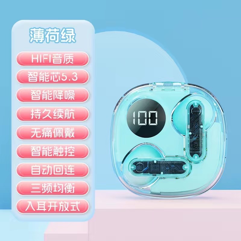 クロスボーダープライベートモデル MAX20 透明シェル Bluetooth ヘッドセット 5.3 デジタルディスプレイノイズリダクション A2 Bluetooth ヘッドセット HiFi トゥルーステレオ|undefined