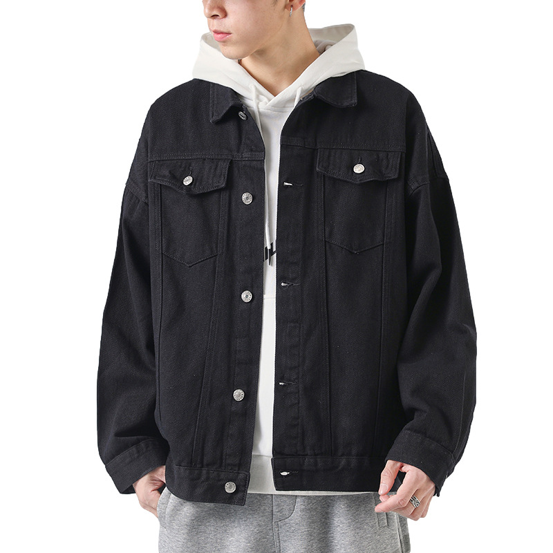 DBN chaqueta de mezclilla blanca para hombres y mujeres BF estilo coreano suelta ropa de trabajo casual de pareja superior de moda chaqueta japonesa