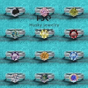 Tiktok Hot-Selling Half Wall江山 Ring for Women S925 Sterling Silver Inlaid with Eight Hearts and Eight Arrows Moissanite Diamond Ring in Stock Wholesale