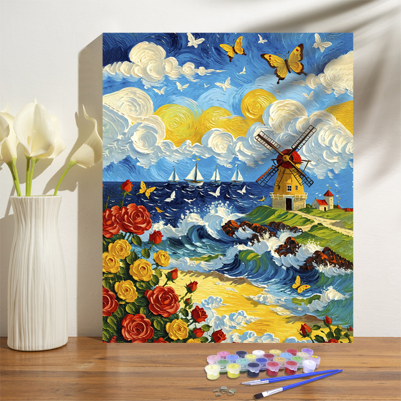 デジタル油絵diy油絵diy塗り絵油彩デジタル油絵バッチ油彩画デジタル画装飾画|undefined
