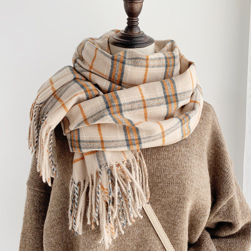 Demi-season square universal brown scarf