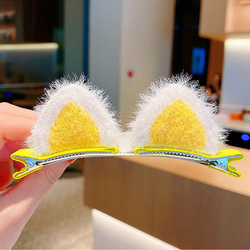 New cute internet celebrity cat ear hairpin bangs clip headdress broken hair edge clip plush hairpin autumn and winter hair accessories