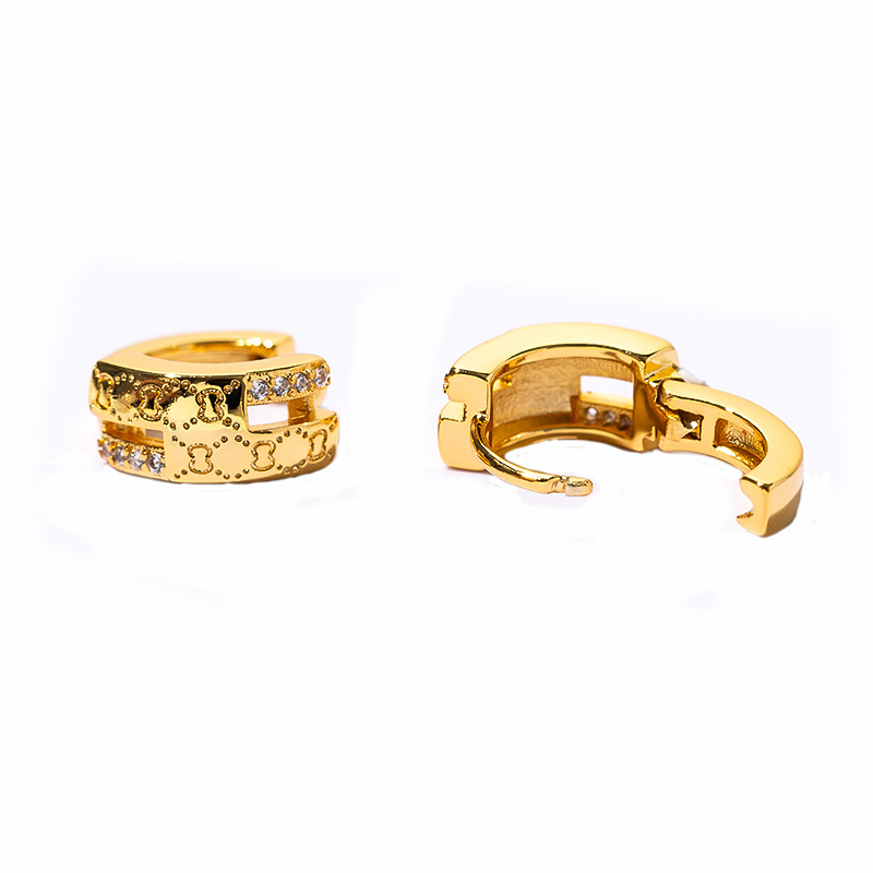 Copper Material 1 Pair Simple Style Geometric Circle Copper Zircon Hoop Earrings