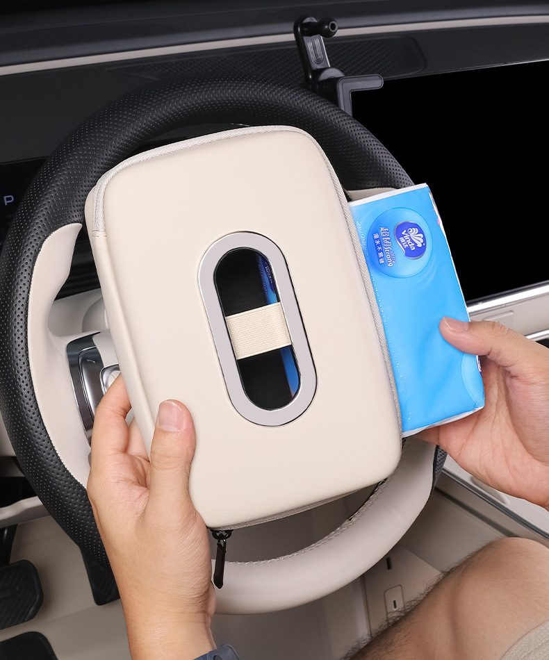 Suitable for 25 Models of Platinum 3X Car Tissue Bag Holder, Hanging Storage Tissue Box, In-Car Decoration Accessories