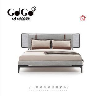 Italian Minimalist Fabric Bed for Bedroom Villa, High-End Large-Sized Simple Modern 1.8m High-Leg Double Wedding Bed