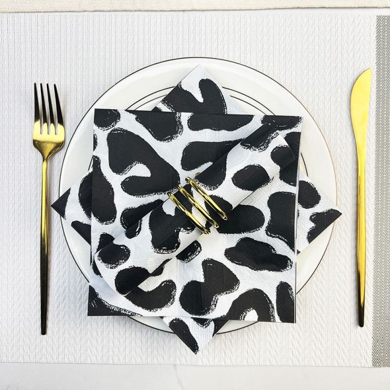 Cross Border Cow Black and White Print Element Napkin Hotel Party Party Napkin Disposable Napkin Facial Tissue