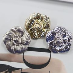 Ladies Woolen Coat Dress with French Style, featuring Chrysanthemum Flower Metal Buttons and Floral Pattern Decorative Knobs