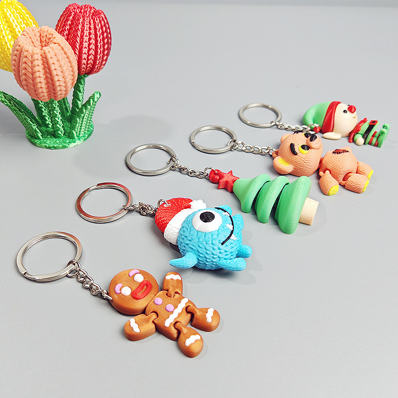 3D打印圣诞节卡通钥匙扣挂件情侣背包创意精致男生女生装饰品公仔