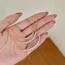 日韩925纯银项链女生小众轻奢微笑排钻几何吊坠时尚可叠戴锁骨链