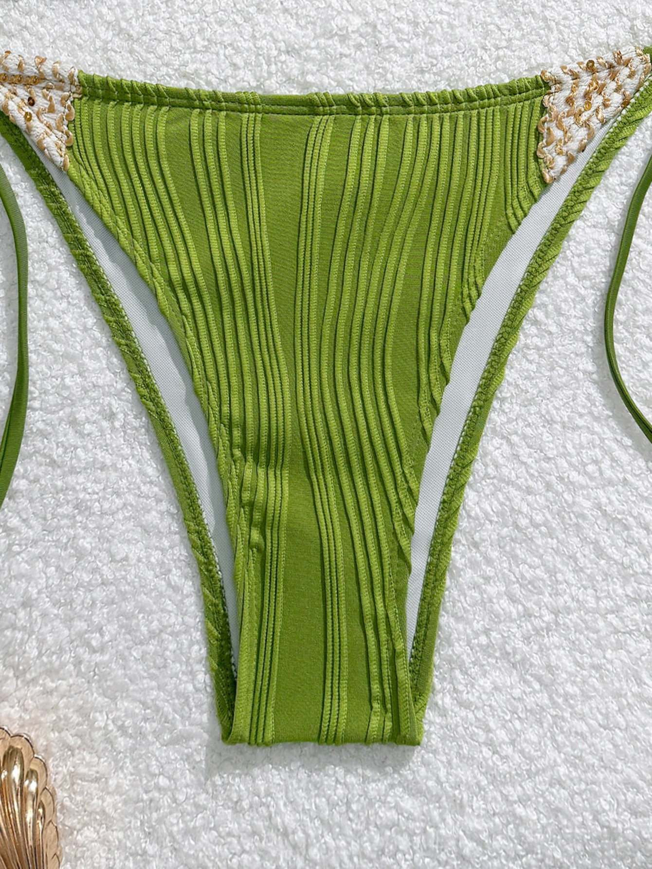 Women's Solid Colour Two Piece Bikini Set Fairy Style Tie Waist_voghion.com