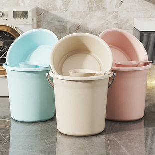 Thickened Water Bucket with Lid Household Plastic Bucket Student Dormitory Multifunctional Laundry Bucket Large Water Storage Bucket Bath Bucket
