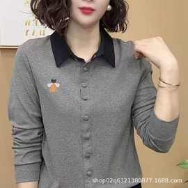 2025新款妈妈春季洋气打底衫女修身百搭欧货长袖T恤小衫内搭上衣