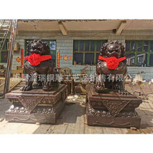 厂家生产仿古大铜狮摆件一对铜宫门狮公司酒店开业铜雕狮子雕塑