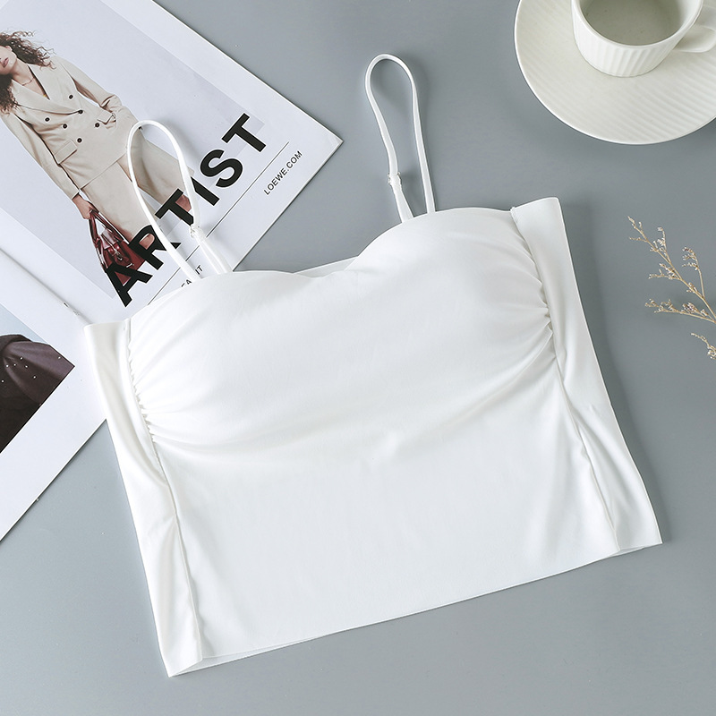 Belleza espalda camisola sin costuras de las mujeres push-up fija de una sola pieza Copa sin anillo de acero de fondo desgaste exterior todo partido camisola mujeres