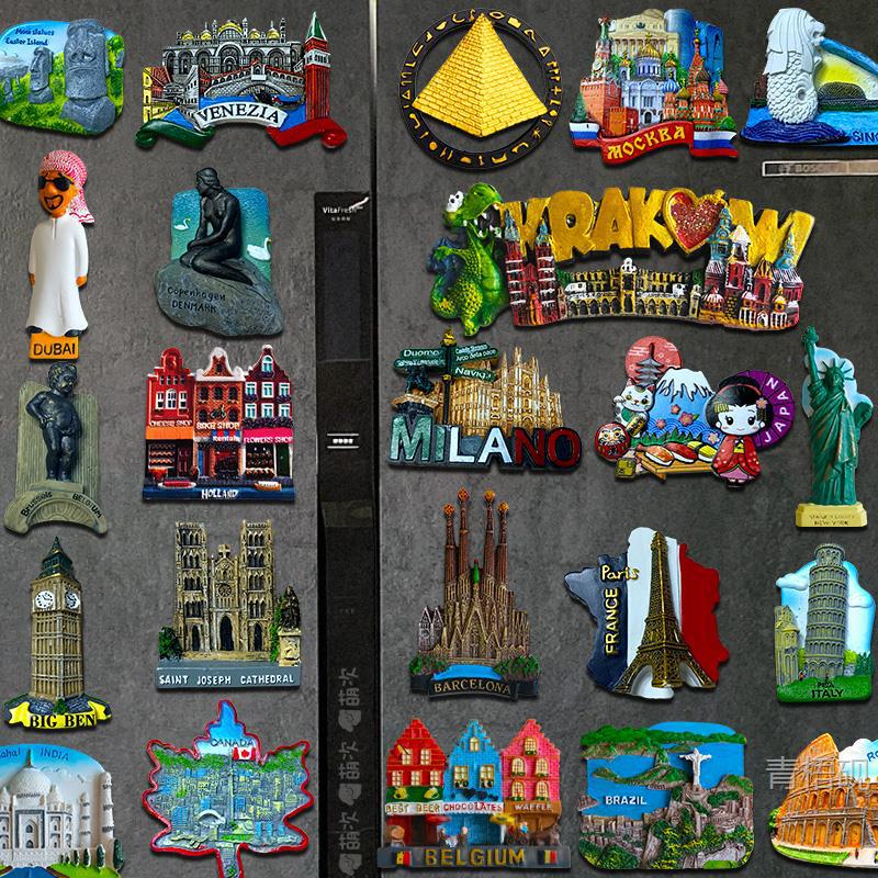 Barcelona Thailand Maldives Singapore Egypt Italy Travel Souvenirs Refrigerator Magnets from Around the World