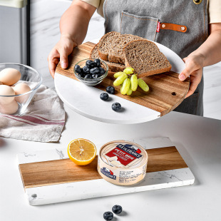 Cross-border Marble Stitching Acacia Wood Steak Cutting Board Western-style Steak Fruit Double-sided Cutting Board Bread Cheese Cutting Board