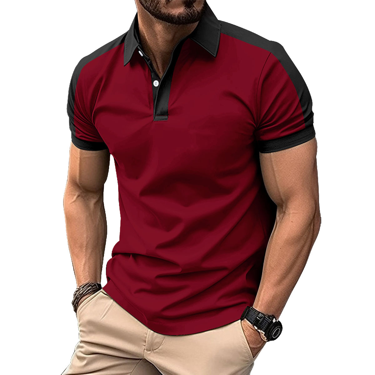 246g Weight Short Sleeve Sleeve Length Polyester Fabric Type Regular Top Length Casual, Daily Occasion Turndown Neckline Regular Fit Fit Type Color Block Pattern Summer Season Men's Gender Simple Style, Classic Style Style Wholesale Men's Polyester Simple Style Classic Style Color Block Short Sleeve Men's T-shirt 10