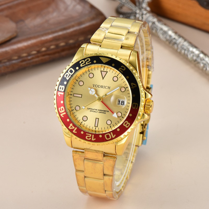 2021新品男士奢华奢侈品GMT手表三珠带四针外贸手表名表