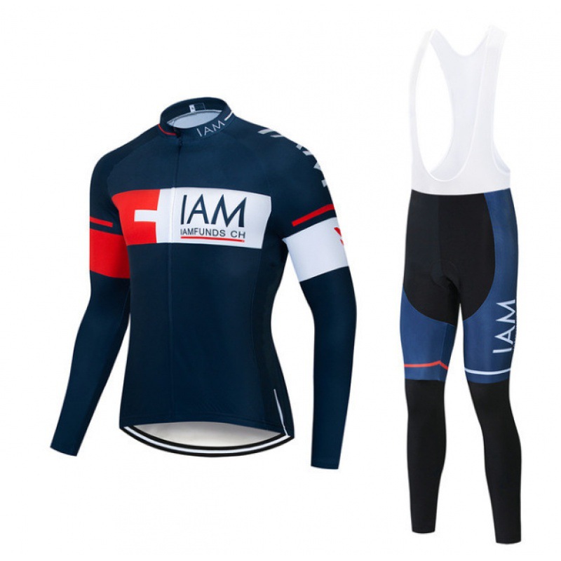 IAM long-sleeved cycling clothes suit men's spring and autumn cycling shirt bicycle clothes trousers breathable quick-drying