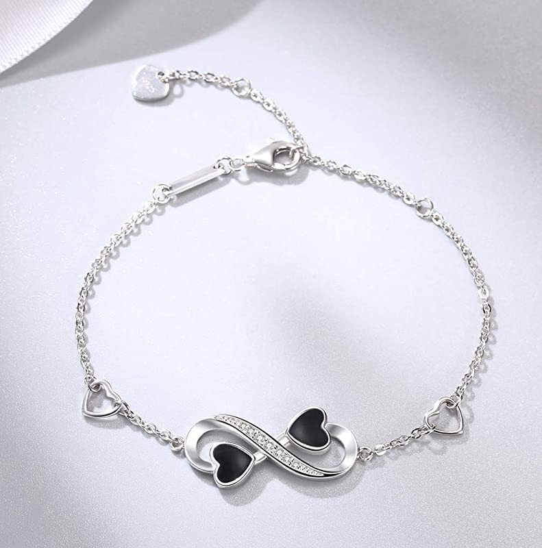 1 Piece Quantity Sterling Silver Elegant Simple Style Infinity Heart Shape Enamel Bracelets