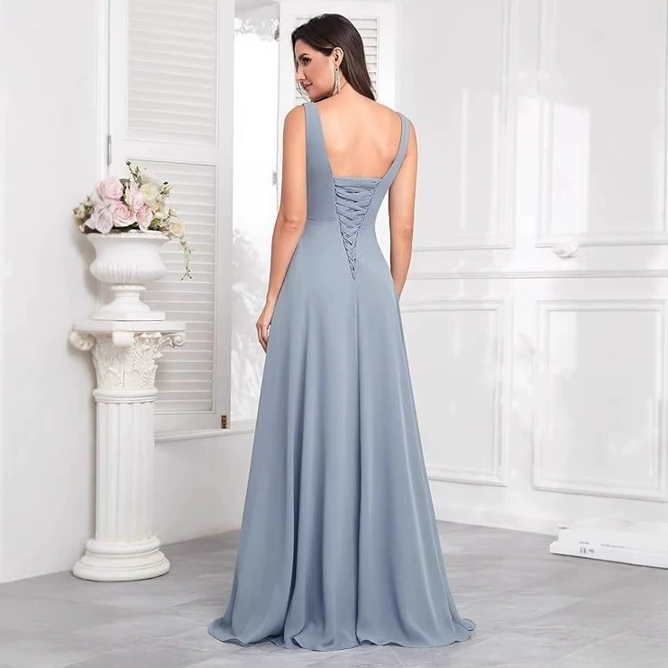 Вечернее платье, платье подружки невесты, шифоновый классический костюм, европейский стиль, V-образный вырез