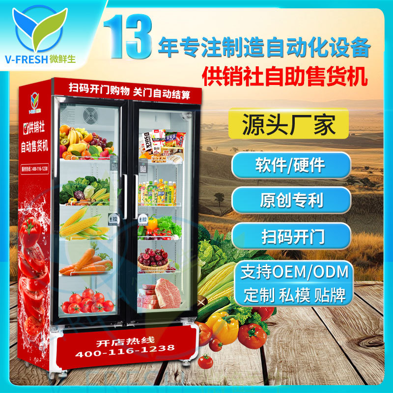 自动售货机扫码开门自助取货柜AI视觉双门柜零食饮料供销社售货机
