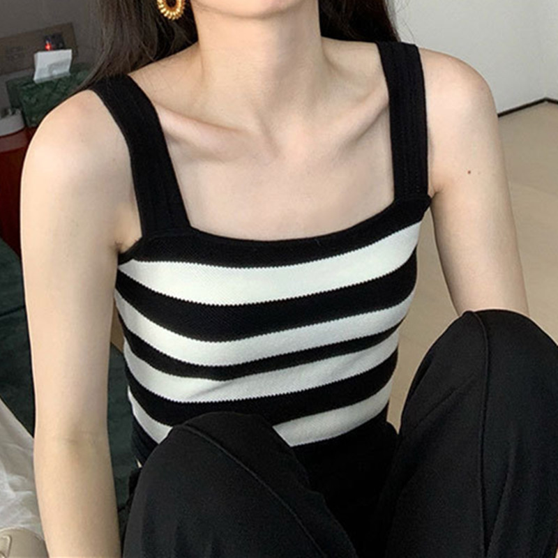 Internet-famous Sugar Camisole Women's 2025 Summer and Autumn White Fashionable Design Sense Outer Wearing Base Knitted Top
