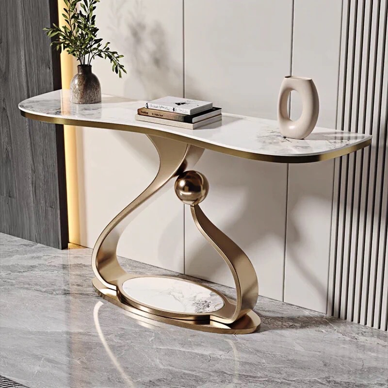 Light Luxury Style Rock Board Entrance Table Modern Simple Entrance Table Wall Living Room Hotel Door-to-Door Table Floor-to-Floor End Table