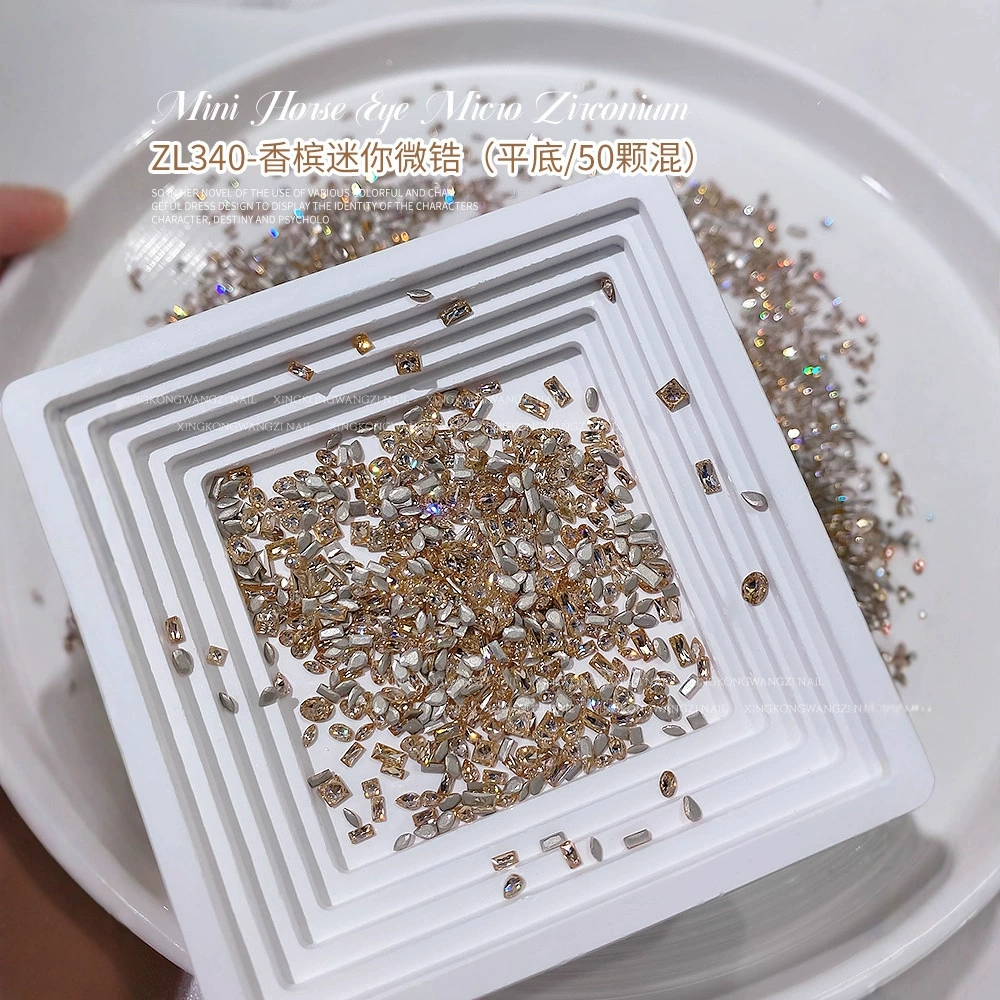 Шампанское мини циркон маникюр украшения 5A перевернутый плоский дном