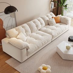 Italian cream style fabric sofa living room small apartment simple modern light luxury technology fabric straight row cloud sofa