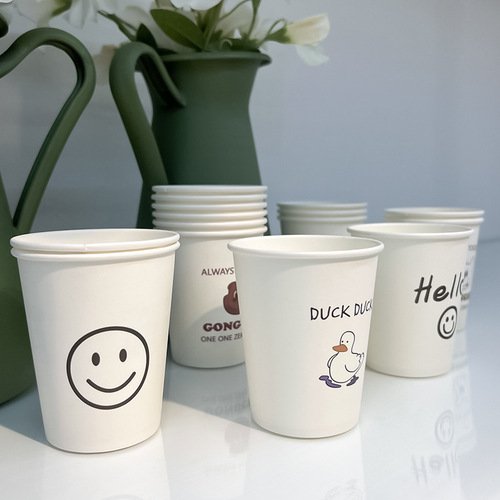 Ins-style thickened commercial cartoon pattern paper cups, household soy milk cups, smiling water cups, available for wholesale
