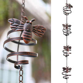 跨境金属蜜蜂螺旋雨链户外排水导水链园艺别墅寺庙禅意装饰雨槽链