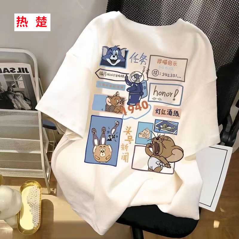 Pure Cotton Half Sleeve Summer Short-sleeved Men's T-shirt Women's Simple Loose All-match Ins Fashionable Couple's Base Top 12