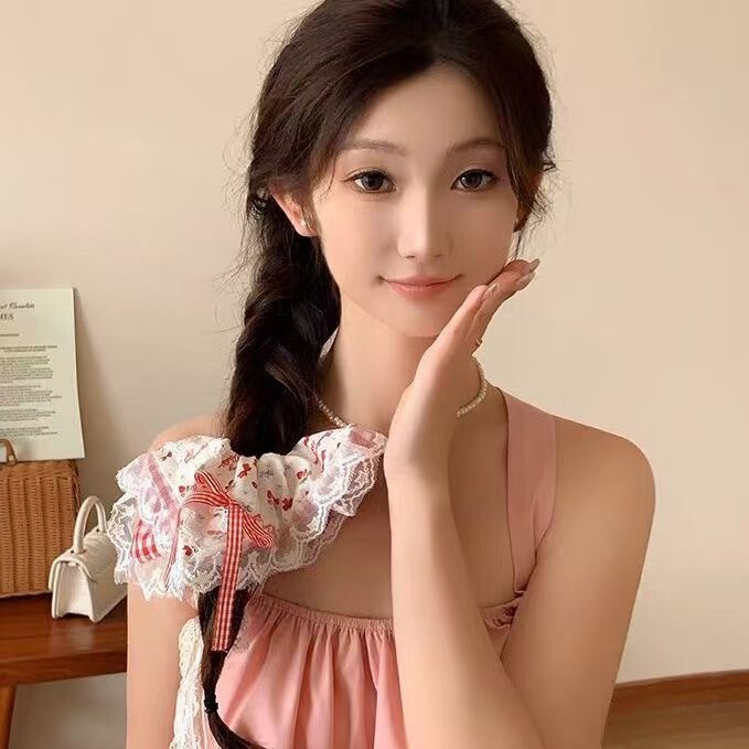 甜美蕾丝花边蝴蝶结方巾大肠发圈女高级感慵懒风超大号发圈扎头发|undefined