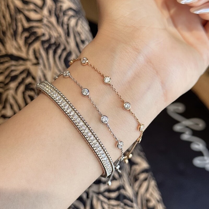 New Four-Leaf Flower Bubble Diamond Bracelet Real Gold Electroplating High-End Fashion Simple Accessible Luxury Style Bracelet Jewelry