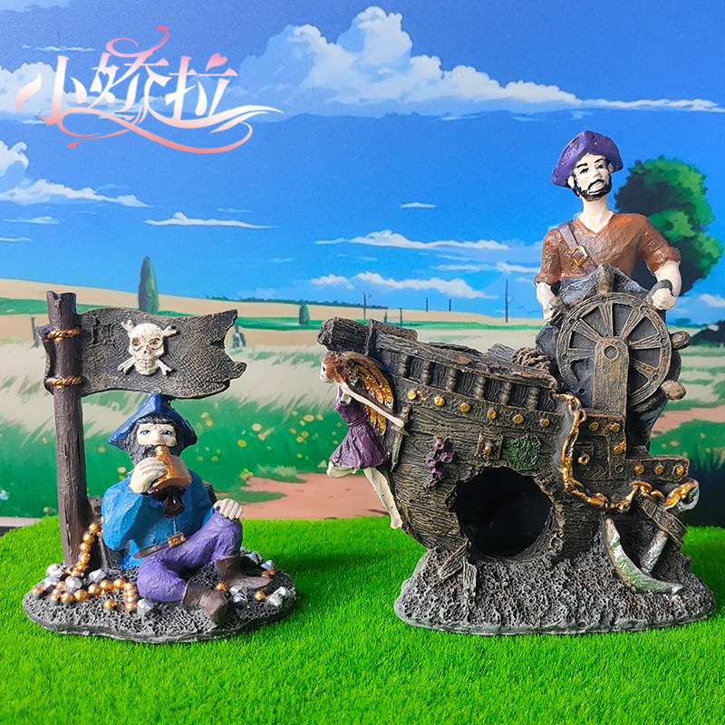 Explosiva decoración de capitán pirata transfronterizo decoración de paisajismo de pecera serie náutica oficina sala de estar regalos