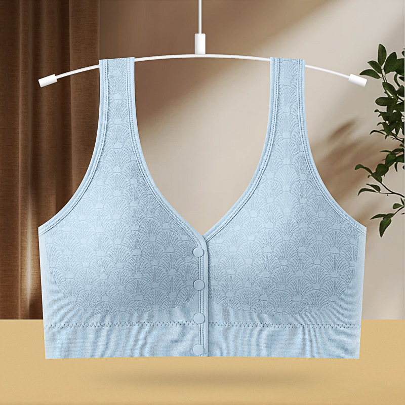 La ropa interior de la madre con hebilla frontal se reúne sin anillo de acero, sujetador tipo chaleco de pecho, sujetador de lactancia para mujeres de mediana edad y ancianas