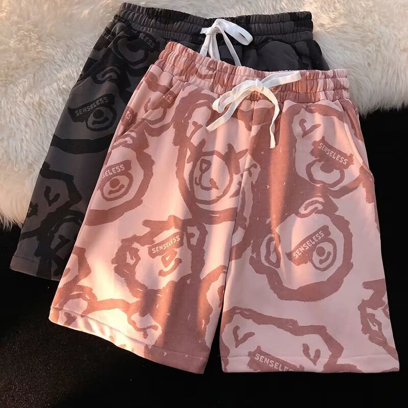 Beach Pants Men's Summer Ice Silk Thin Flower Shorts Home Loose Pajama Pants Fashion Brand Casual Five-point Quick-drying Large Pants