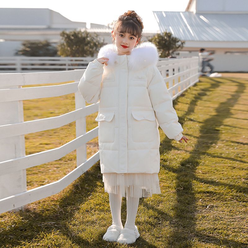 Children's down Jacket for Girls, Mid-Length, 2025 New Winter Style, Stylish Thickened Warm Cold-Proof Coat for Older Girls