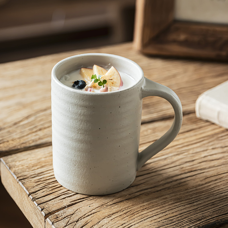 Taza de cerámica mate de alta textura, taza de agua de gran capacidad, taza de avena de leche, taza de café doméstica simple