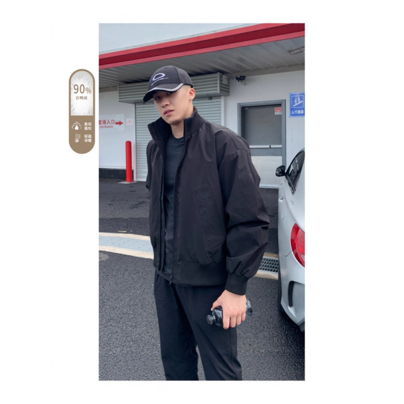 American-Style Pilot Jacket for Men, Popular Autumn and Winter Trendy Silhouette, Windproof, Fleece-Lined, Thickened, High-End down Coat