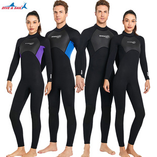 DIVE & SAIL European and American diving suit 3MM men's one-body long sleeve warm surfing suit women's cold-proof snorkeling winter swimming suit
