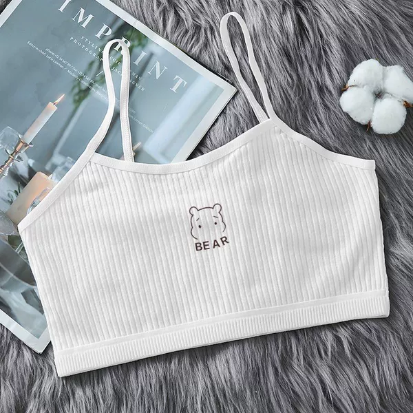 White background bear double layer sling pure cotton [white]