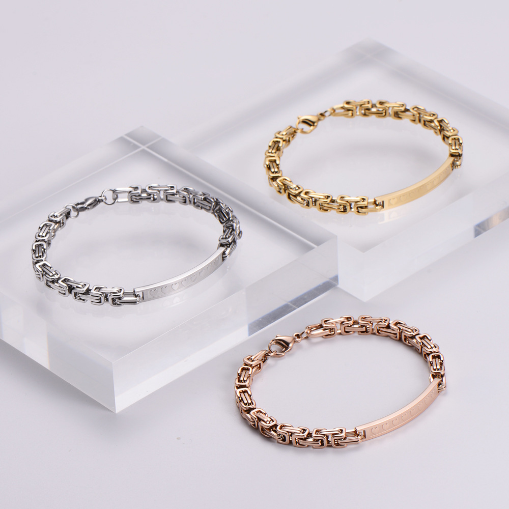 Hip-Hop Geometric 304 Stainless Steel 18K Gold Plated Rose Gold Plated No Inlaid Bracelets In Bulk display picture 3