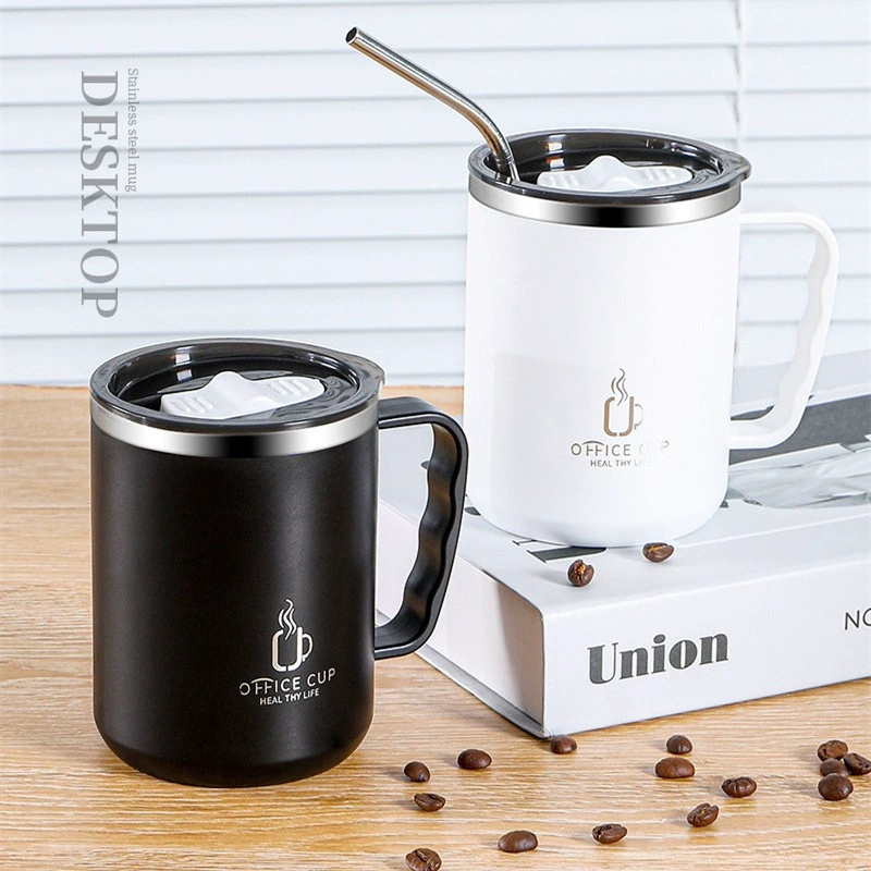 Чашка из нержавеющей стали, кружка 304, чашка с крышкой, офисная чашка для воды, чашка для чая, чашка для кофе, чашка для питьевой воды