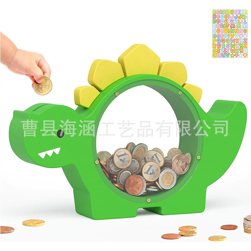 Деревянная детская копилка динозавра Монета банкнота Классификация коробка хранения Мультфильм динозавр детская игрушка копилка